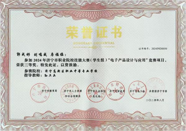 济宁市“技能状元”职业技能大赛获奖情况